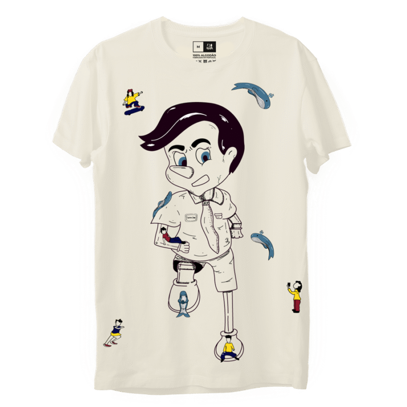 worldBankPinocchio illustration on a white t-shirt by fioAgua